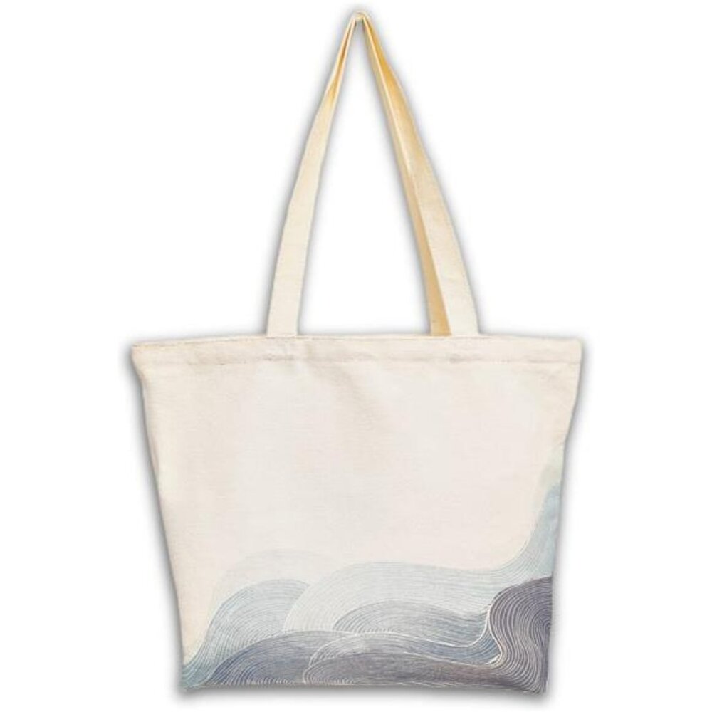 Canvas Tote Bag, Pockets, Zipper, Durable, Lightweight, Cotton Shopping Cloth
